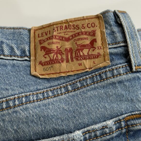 Levis 501 Premium Jeans Womens 31x30 Blue Straight Leg Button Fly Boho Country - Picture 4 of 7